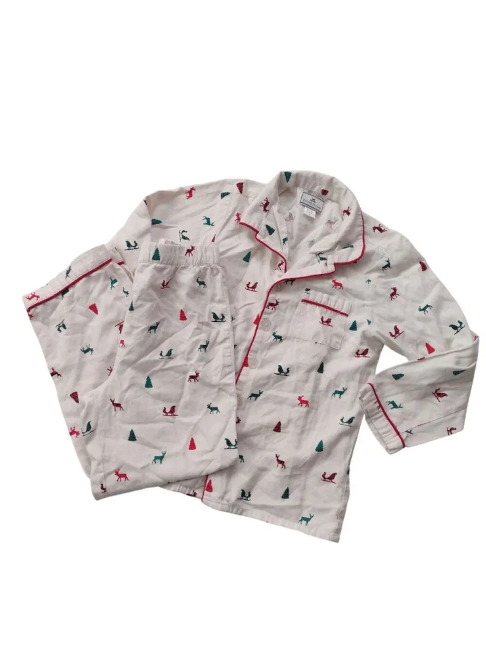 Petite Plume Kids Christmas Pajamas 8 Reindeer Sleighs Cotton Blend Holiday PJs